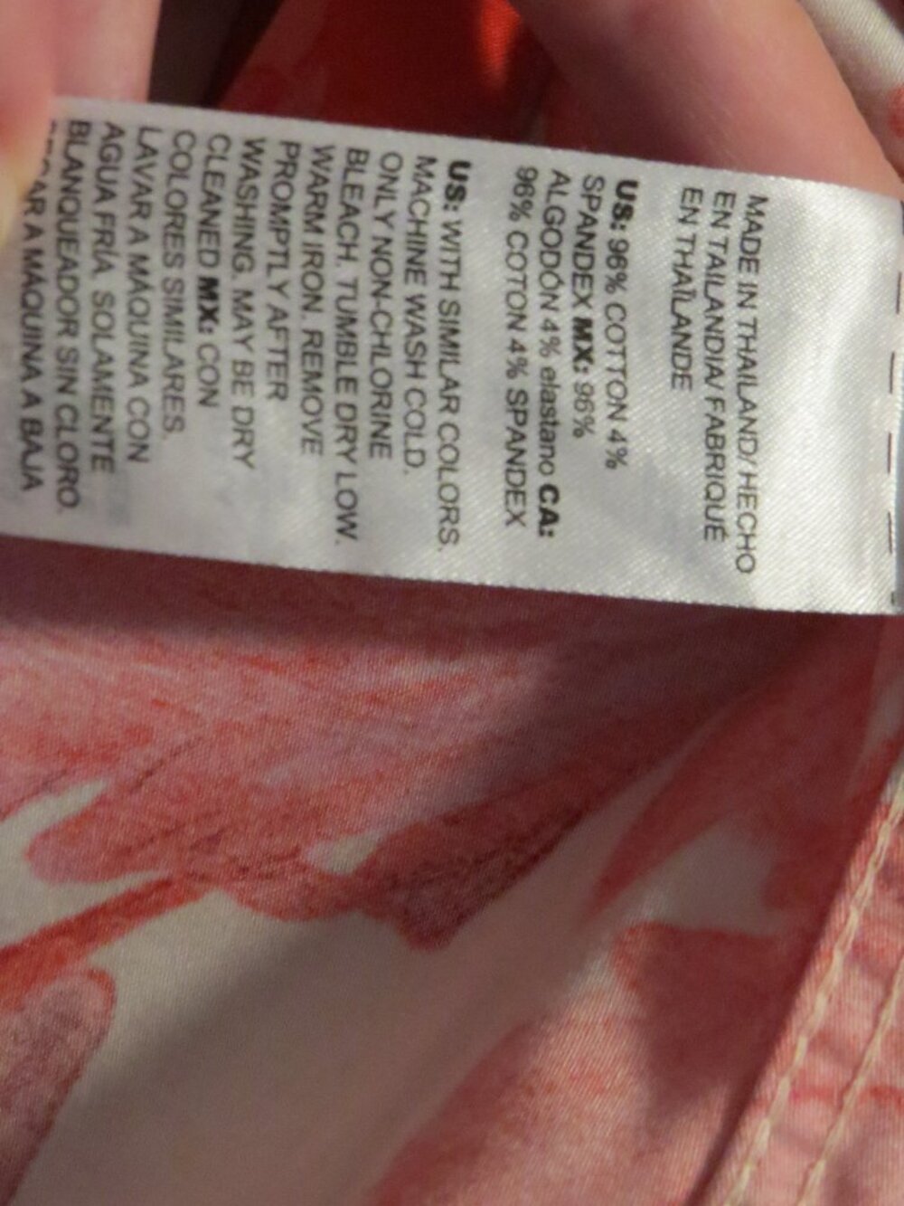 Chico's Red Pink and Cream Foliage Leaf Print Top Cotton Stretch Sz 2.5 or 14 - Picture 5 of 9